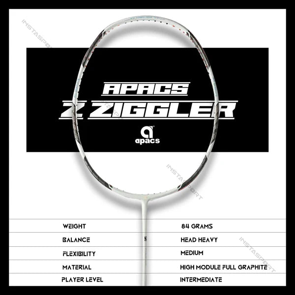 Apacs Z Ziggler Lite Badminton Racket (White)