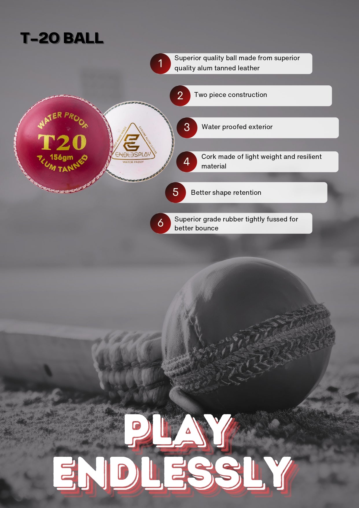 T-20 Cricket Ball – Waterproof & Durable